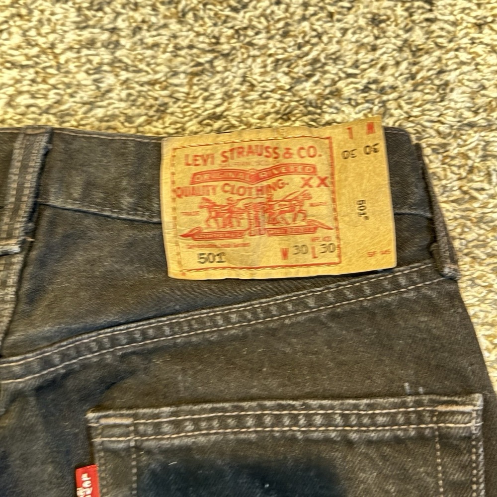 Levis 501 Jeans Mens 30x30 (Fit 28x29 Black Button Fly Straight Leg 5 Pocket VTG - Picture 8 of 12